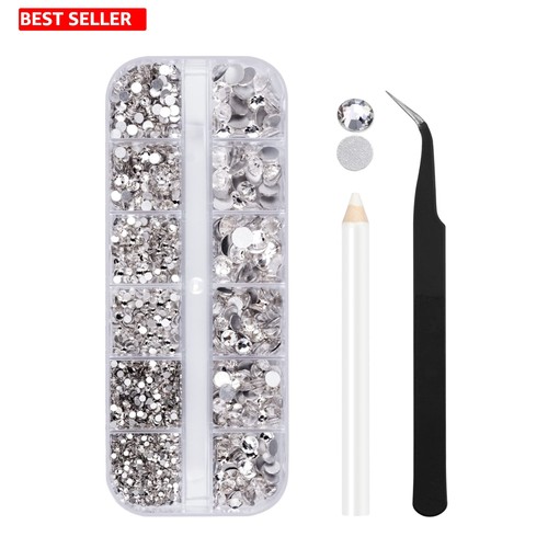 Rhinestones glass clear round - glass,